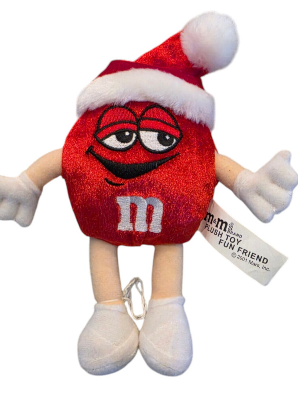 Vintage 2001 Mars M&M's red character holiday plush toy Christmas